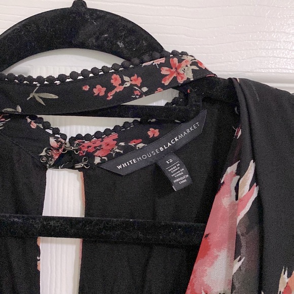 White House Black Market Floral High-Low Dress with Choker Neck Detail- Size 12 - Picture 3 of 7